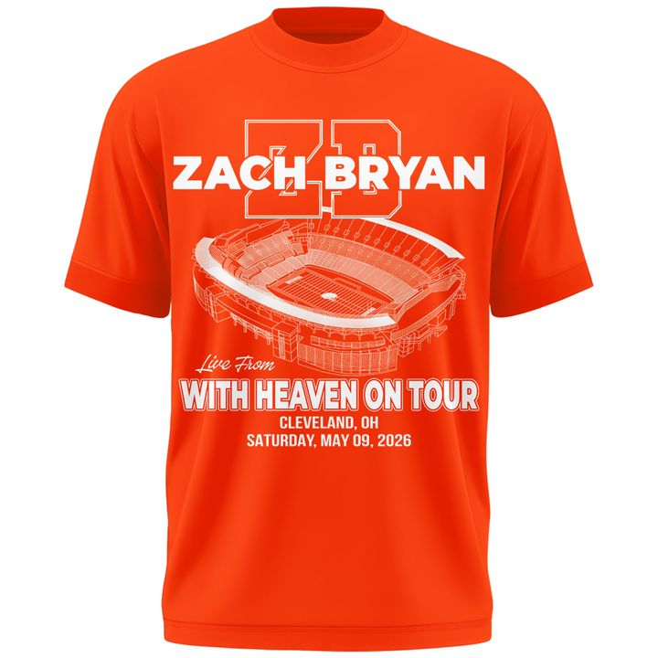 01.Zach Bryan x Cleveland Browns "WITH HEAVEN ON TOUR" Limited Edition - T Shirt