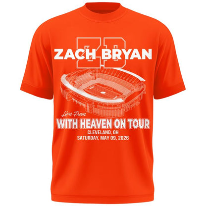 01.Zach Bryan x Cleveland Browns "WITH HEAVEN ON TOUR" Limited Edition - T Shirt