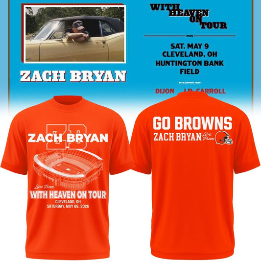 01.Zach Bryan x Cleveland Browns "WITH HEAVEN ON TOUR" Limited Edition - T Shirt