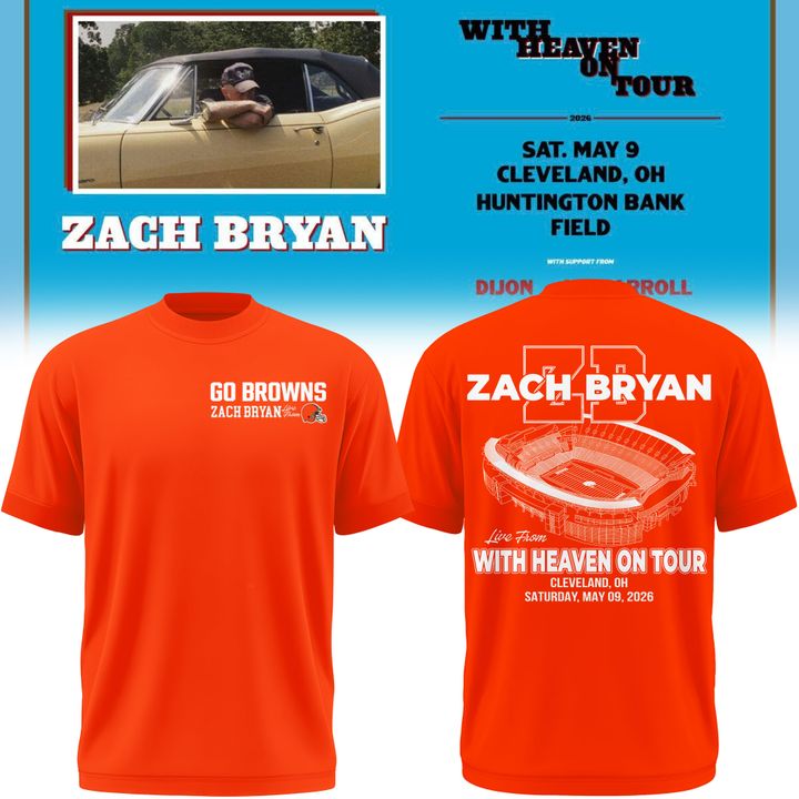 02.Zach Bryan x Cleveland Browns "WITH HEAVEN ON TOUR" Limited Edition - T Shirt