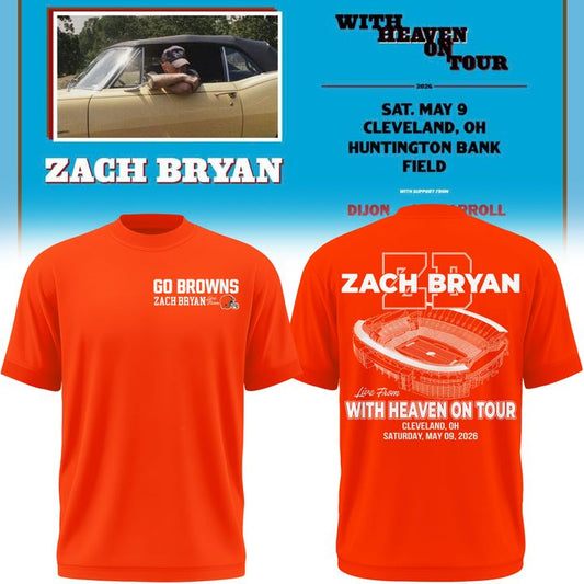 02.Zach Bryan x Cleveland Browns "WITH HEAVEN ON TOUR" Limited Edition - T Shirt