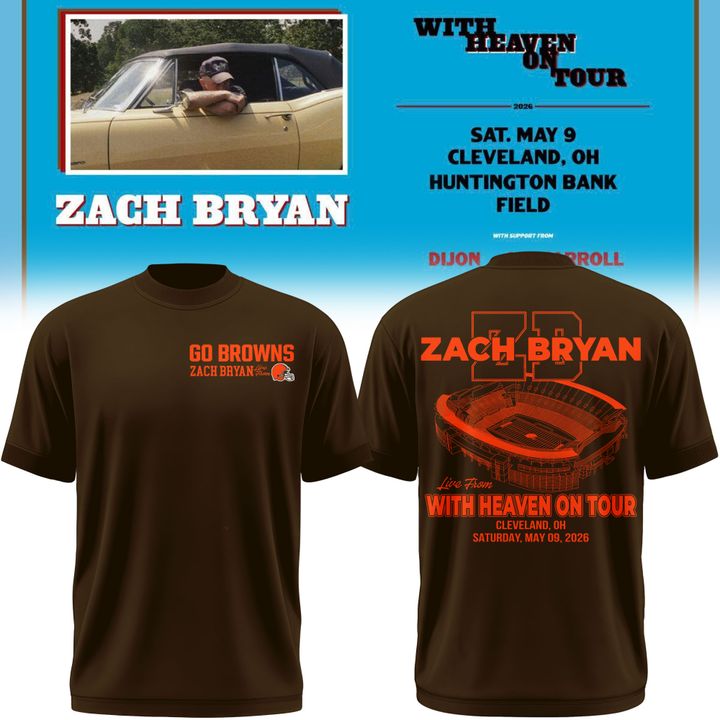 05.Zach Bryan x Cleveland Browns "WITH HEAVEN ON TOUR" Limited Edition - T Shirt