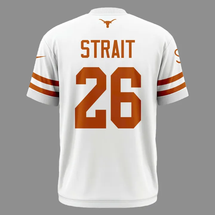 26 King George Strait x Texas Longhorns Football - The King of Country Music White T-Shirt