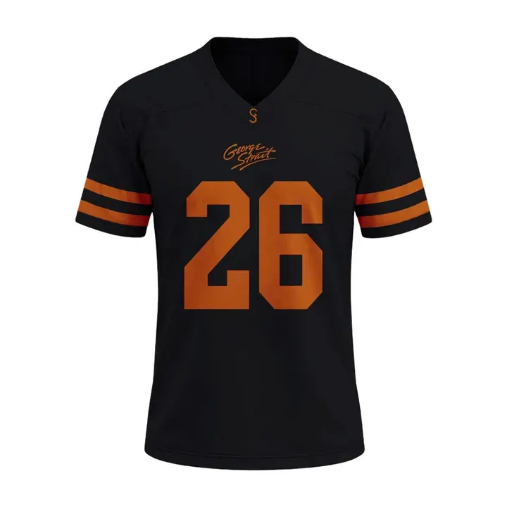 26 King George Strait x Texas Longhorns Football - The King of Country Music Black Football Jersey