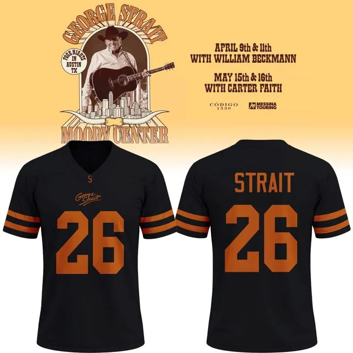 26 King George Strait x Texas Longhorns Football - The King of Country Music Black Football Jersey