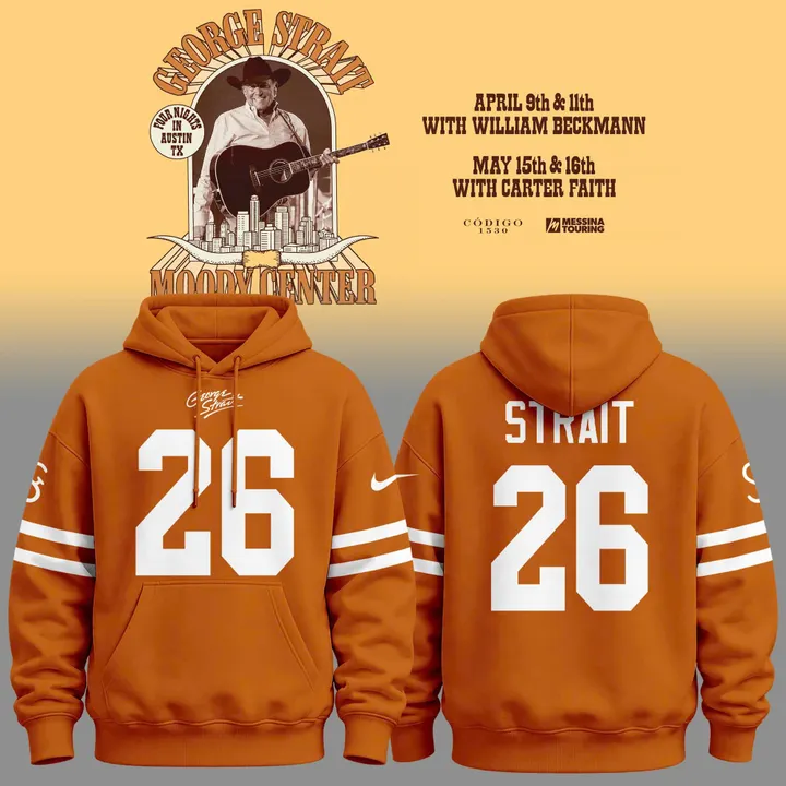 Number 26 King George Strait x Texas Longhorns Football - The King of Country Music Hoodie