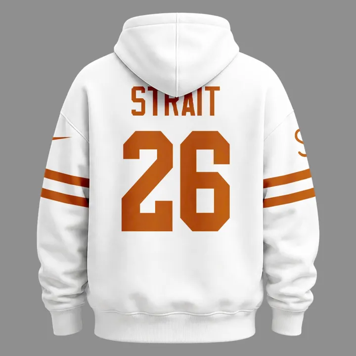 Limited 26 King George Strait x Texas Longhorns Football - The King of Country Music White Hoodie