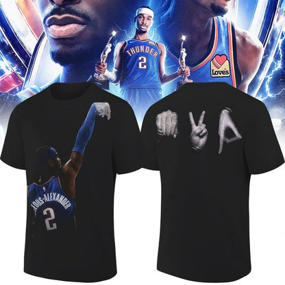 2. OKC Thunder 2026 MVP Back 2 Back Signature Black T-shirt
