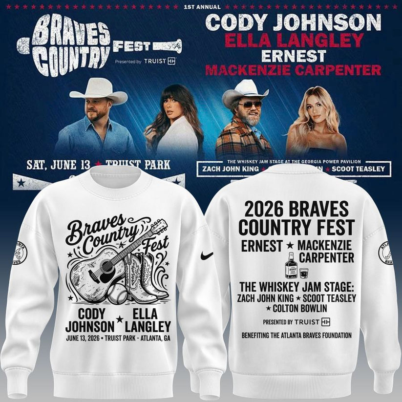 Specical New Braves Country Fest White Sweater 2026