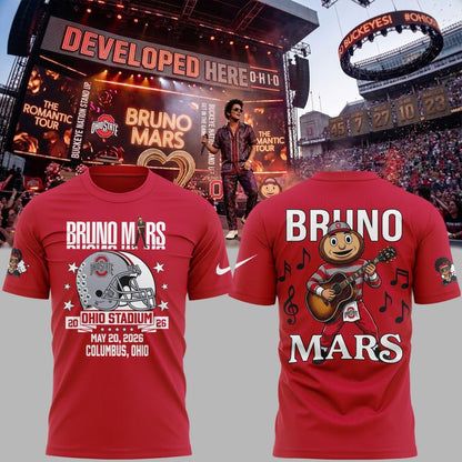 Bruno Mars x Ohio State Buckeyes Football - The Romantic Tour x Ohio Stadium Tshirt