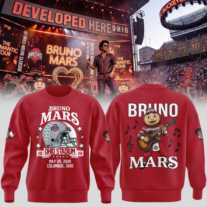 Bruno Mars x Ohio State Buckeyes Football - The Romantic Tour x Ohio Stadium Sweatshirt