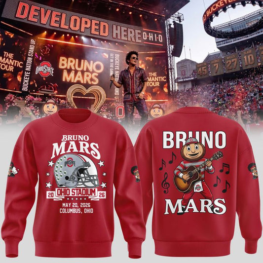 Bruno Mars x Ohio State Buckeyes Football - The Romantic Tour x Ohio Stadium Sweatshirt