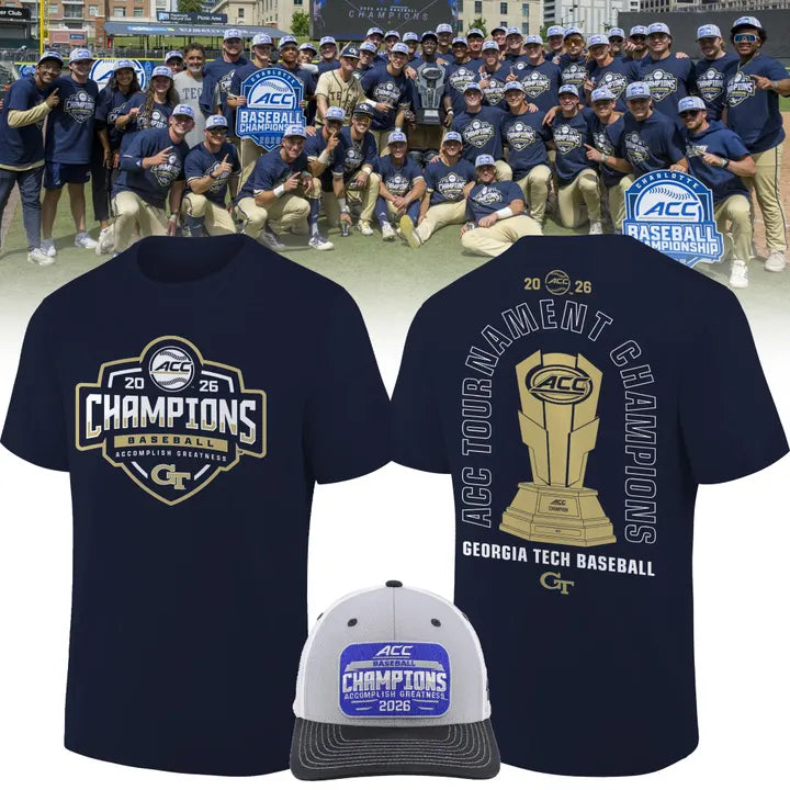 Georgia Tech Yellow Jackets Baseball Adidas ACC Tournament Champions Tee
