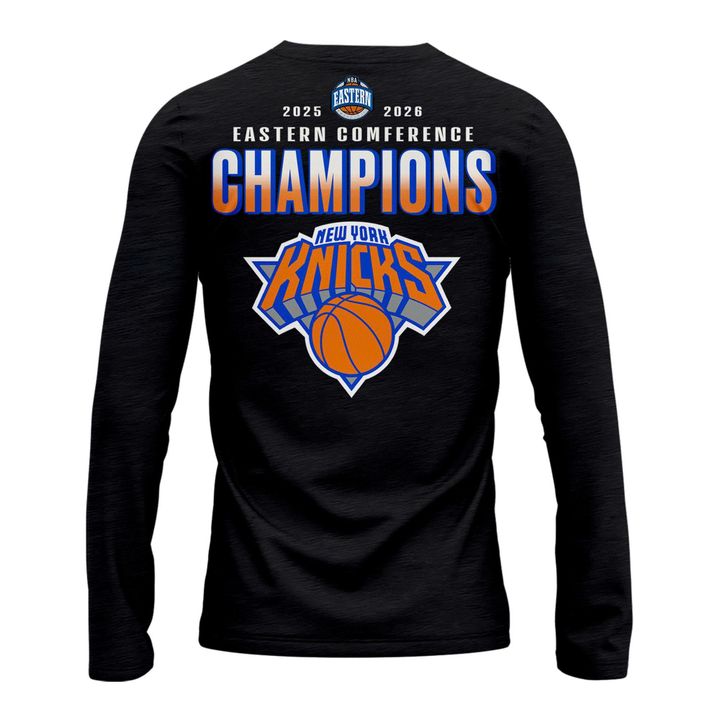 Men's New York Knicks Fanatics Charcoal 2026 Eastern Conference Champions Two-Sided Long Tee