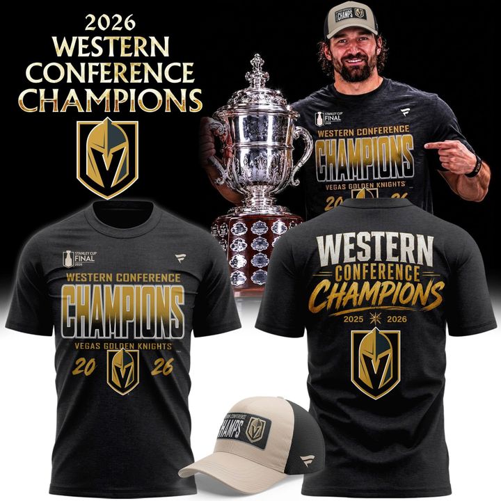 Men's Vegas Golden Knights Fanatics Heather Charcoal 2026 Western Conference Champions Two-Sided T-Shirt