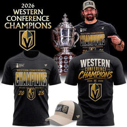 Men's Vegas Golden Knights Fanatics Heather Charcoal 2026 Western Conference Champions Two-Sided T-Shirt