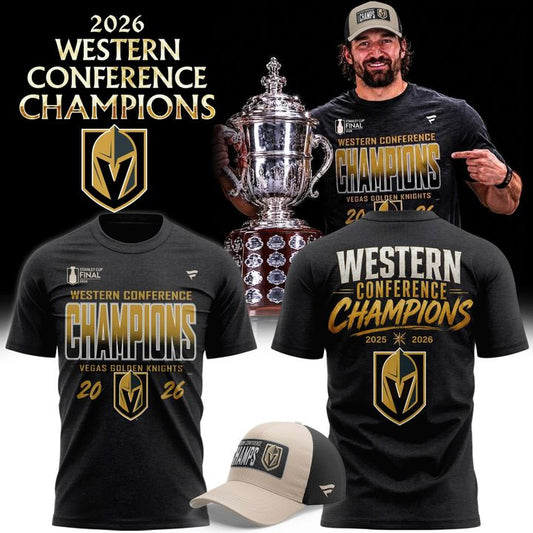 Men's Vegas Golden Knights Fanatics Heather Charcoal 2026 Western Conference Champions Two-Sided T-Shirt