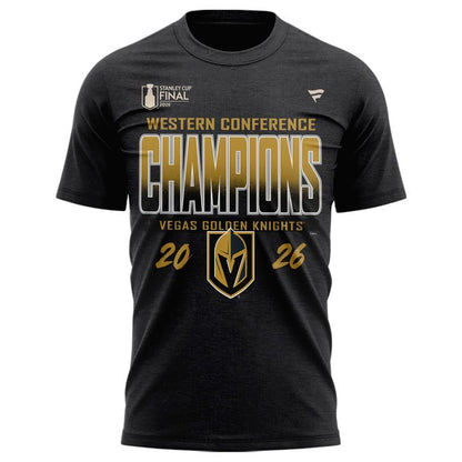 Men's Vegas Golden Knights Fanatics Heather Charcoal 2026  Western Conference Champ 2-Sided T-Shirt