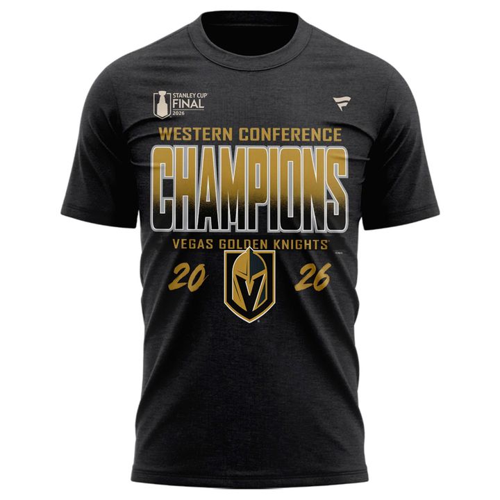 Men's Vegas Golden Knights Fanatics Heather Charcoal 2026 Western Conference Champions Two-Sided T-Shirt