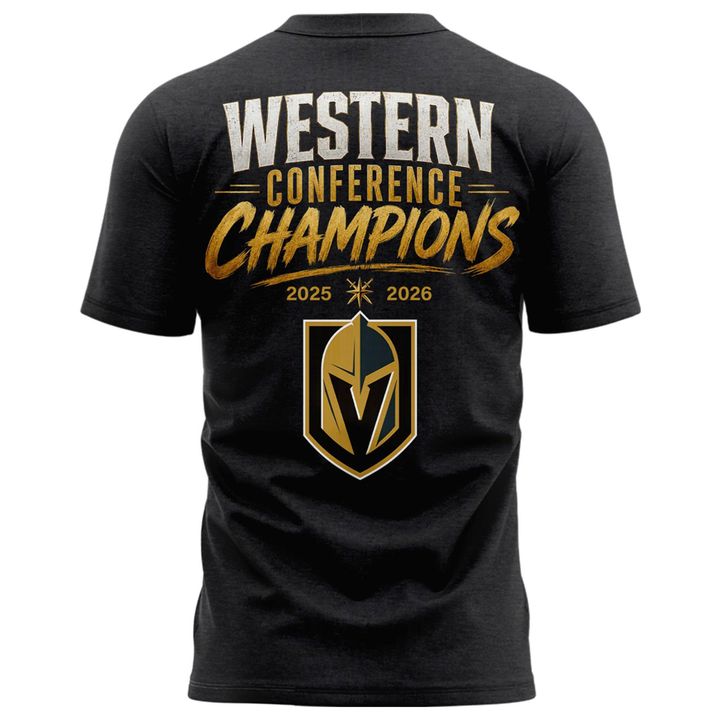 Men's Vegas Golden Knights Fanatics Heather Charcoal 2026 Western Conference Champions Two-Sided T-Shirt