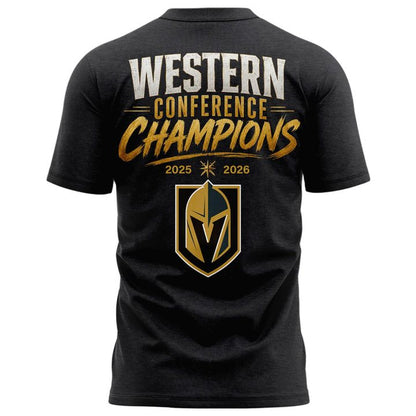 Men's Vegas Golden Knights Fanatics Heather Charcoal 2026 Western Conference Champions Two-Sided T-Shirt