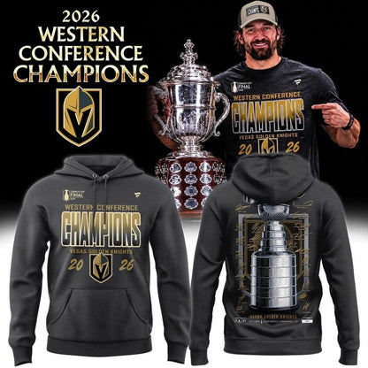Men's Vegas Golden Knights Fanatics Heather Charcoal 2026 Western Conference Champions Signature Hoodie