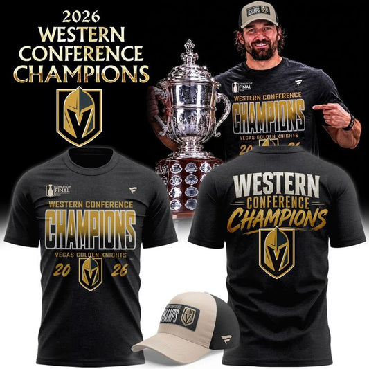 Men's Vegas Golden Knights Fanatics Heather Charcoal 2026  Western Conference Champ 2-Sided T-Shirt
