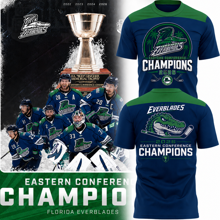 Limited Edition Florida Everblades 2026 Kelly Cup Champions TShirt