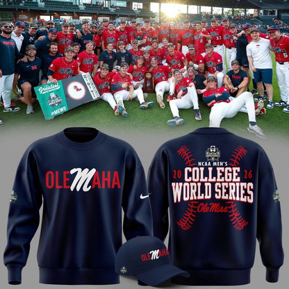 Limited Edition "Olemaha" Navy Sweat Ole Miss Baseball CWS2026