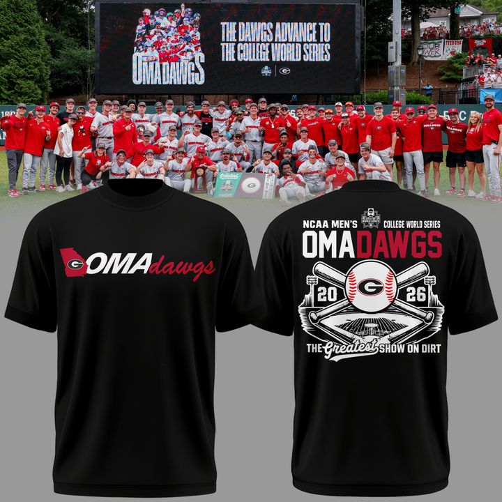2.Limited Edition "Omadawgs" Black T-Shirt Georgia Baseball CWS2026