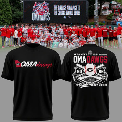 2.Limited Edition "Omadawgs" Black T-Shirt Georgia Baseball CWS2026