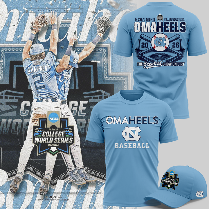 North Carolina Tar Heels 2026 Baseball College World Series Omaheels T-shirt