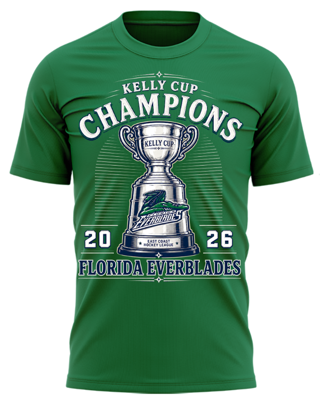 Limited Edition Florida Everblades 2026 Kelly Cup Champions TShirt