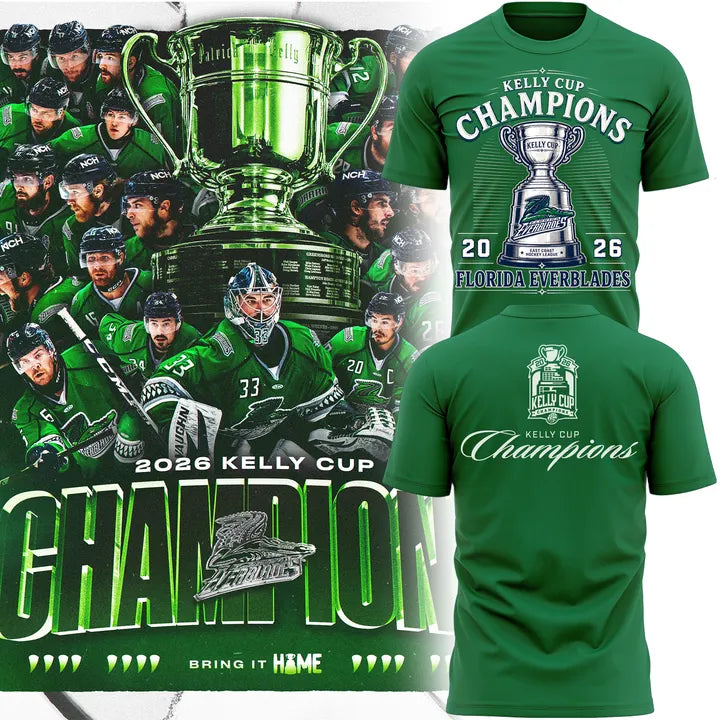 Limited Edition Florida Everblades 2026 Kelly Cup Champions TShirt