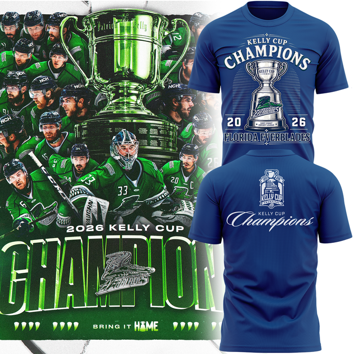 Limited Edition Florida Everblades 2026 Kelly Cup Champions TShirt