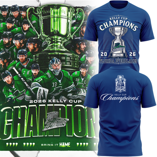 Limited Edition Florida Everblades 2026 Kelly Cup Champions TShirt