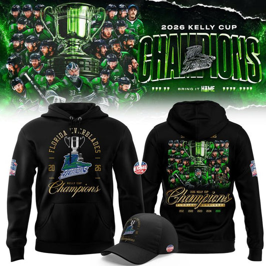 Florida Everblades Black 2026 Kelly Cup Champions Hoodie