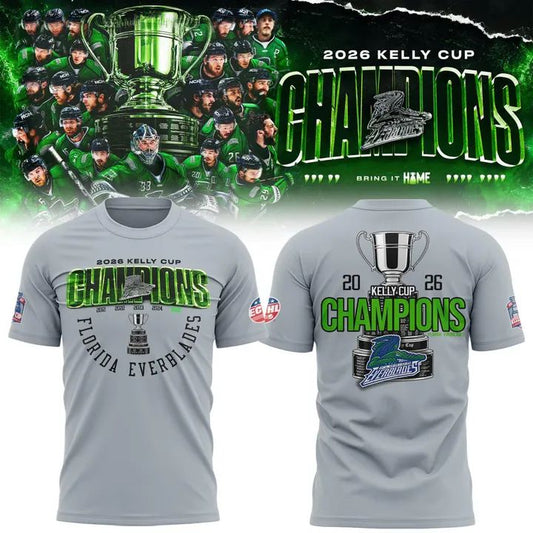 Florida Everblades Blue 2026 Kelly Cup Champions T-Shirt