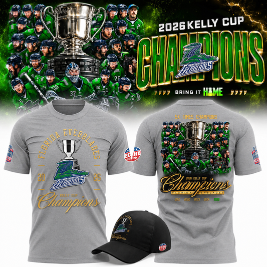 Florida Everblades Blue 2026 Kelly Cup Champions T-Shirt