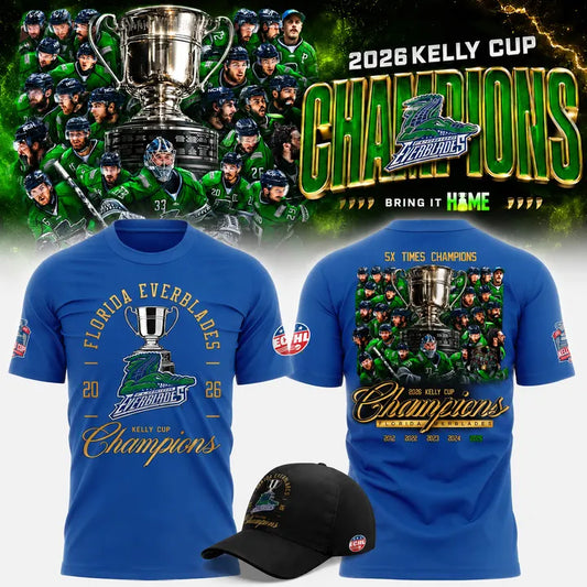 Florida Everblades Blue 2026 Kelly Cup Champions T-Shirt