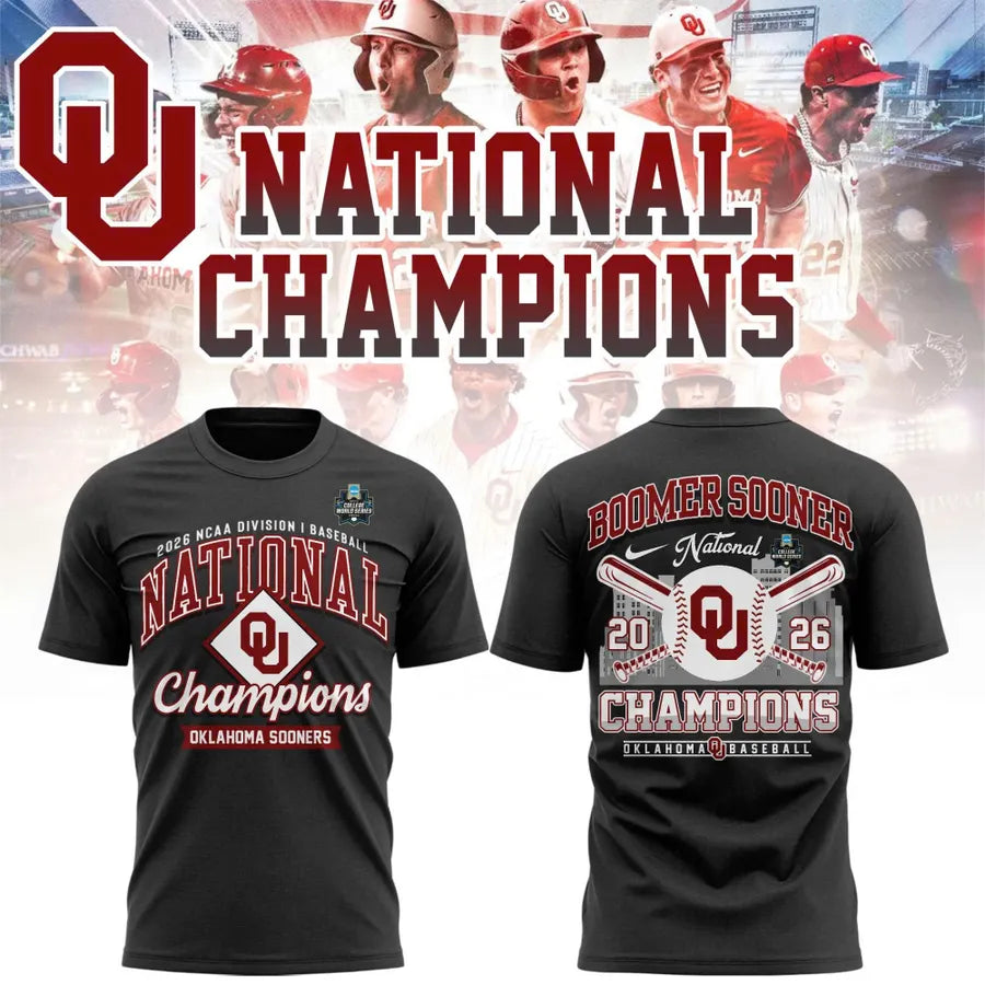 Sooners Crimson 2026 Division I Baseball National Champions Locker Room Shirt