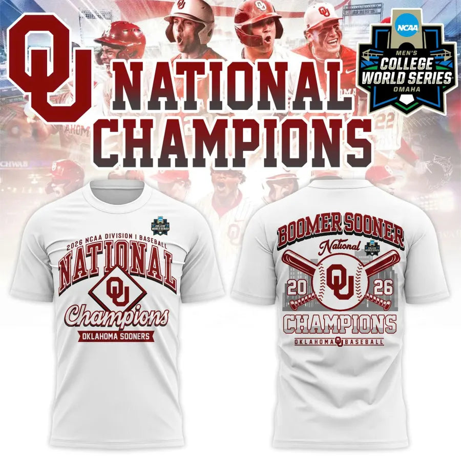 Sooners Crimson 2026 Division I Baseball National Champions Locker Room Shirt
