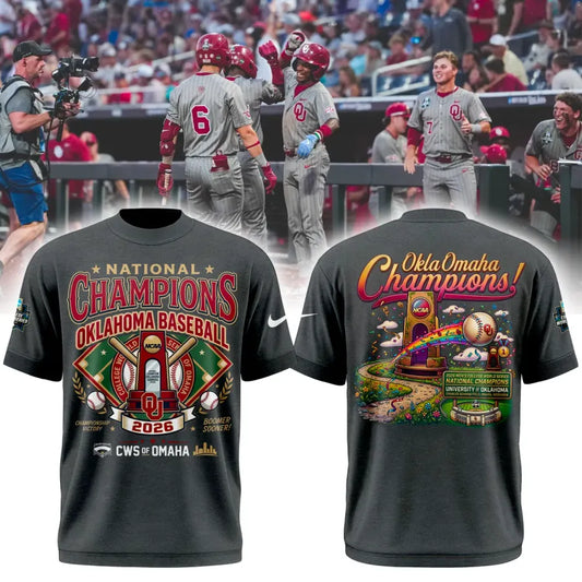 Sooners Crimson 2026 Division I Baseball National Champions Locker Room Shirt