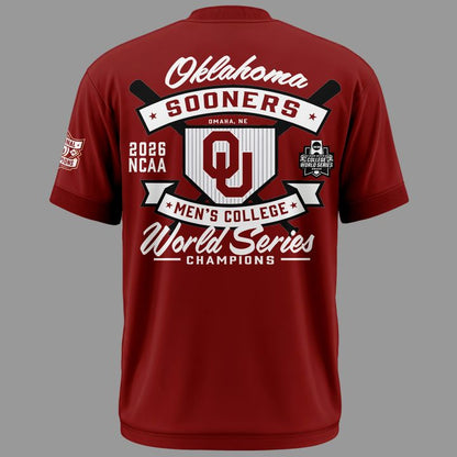 1.Oklahoma Sooners Champion 2026 Baseball Men's College World Series Champions Locker Room T-Shirt