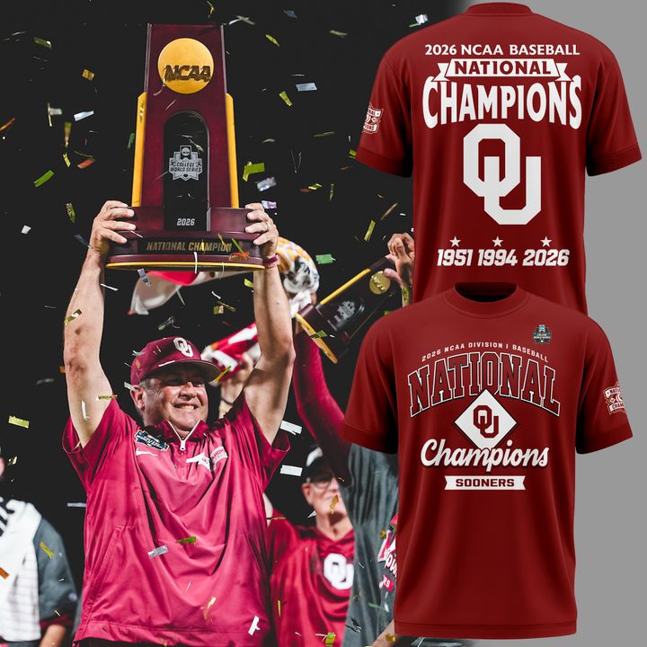 Oklahoma Sooners Champion 2026 Baseball Men's College World Series Champions Locker Room T-Shirt