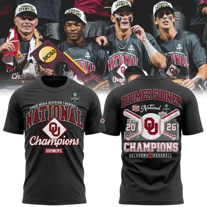 Oklahoma Sooners 2026 Baseball National Champions Tshirt