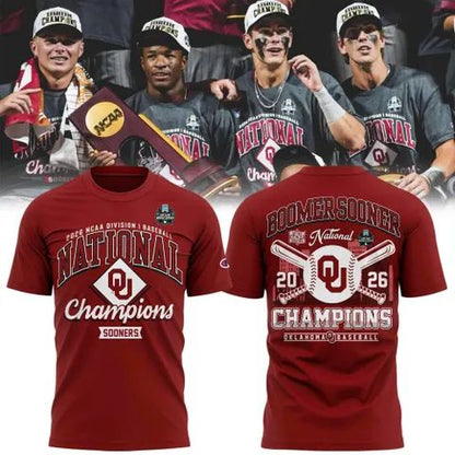 Oklahoma Sooners 2026 Baseball National Champions Tshirt