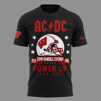 11. Exclusive Power Up Tour 2026 AC/DC x Wisconsin Badgers Football T-Shirt