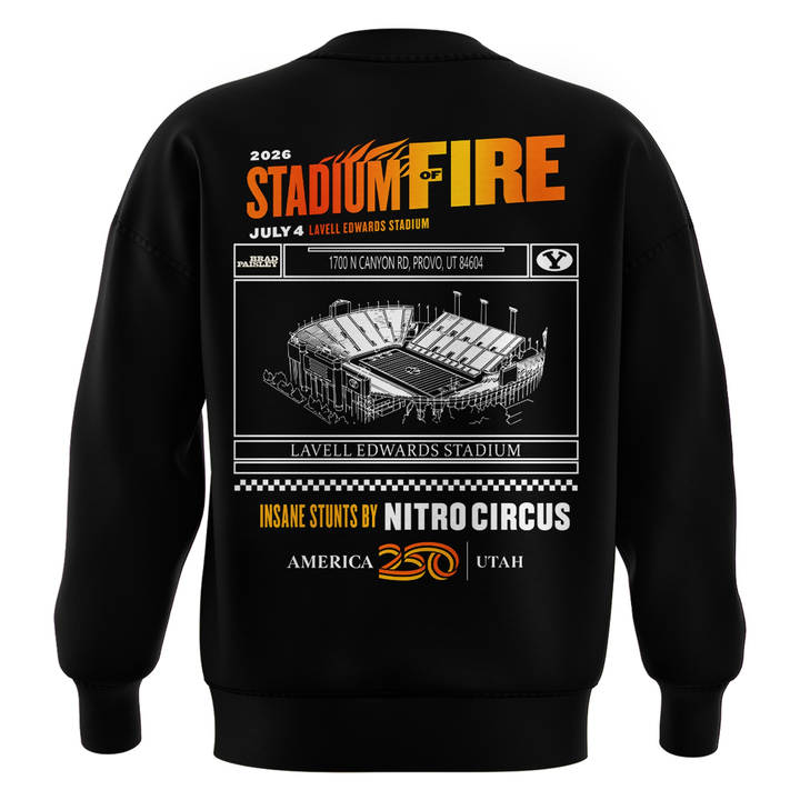 Limited Edtion BYU Football x Brad Paisley Stadium Of Fire Tour Black Sweatshirt
