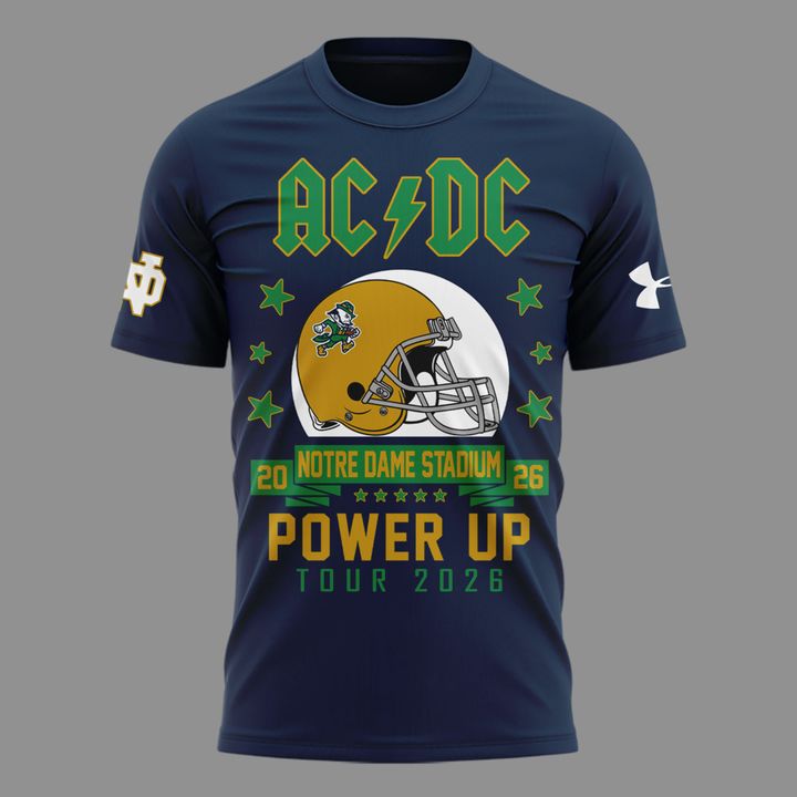 001. New Perfect Tshirt AC/DC x Notre Dame Football - Power Up Tour 2026 T-Shirt